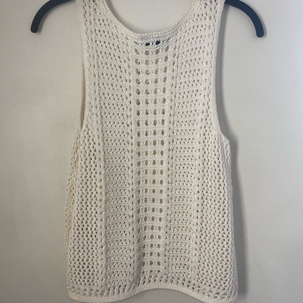 TOPSHOP white knit tank, sleeveless shirt, size M